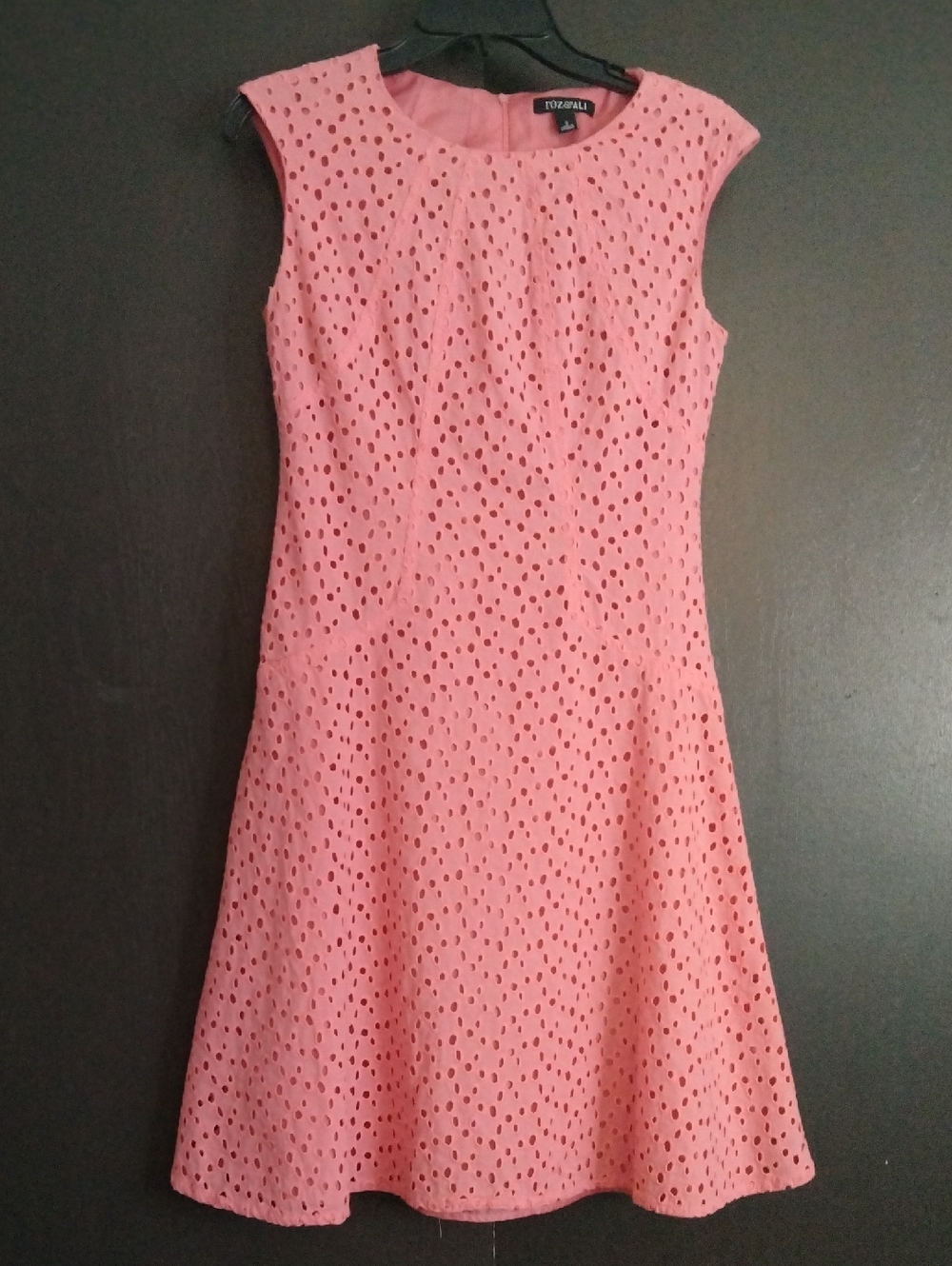 Coral Pink Eyelet Fit & Flare Dress